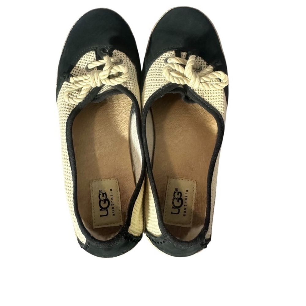UGG Knit & Suede Espadrille Flats Black/Cream –‎ Size 6.5